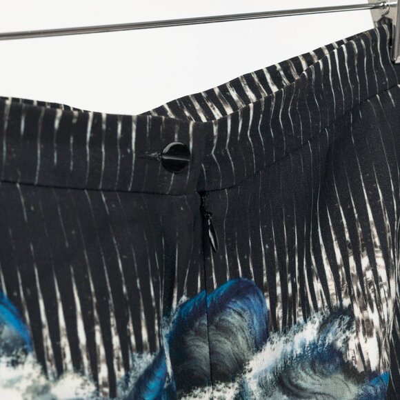 Peter Pilotto K Blue & Black Abstract Printed Crepe Handkerchief-Hem Skirt - Picture 8 of 12